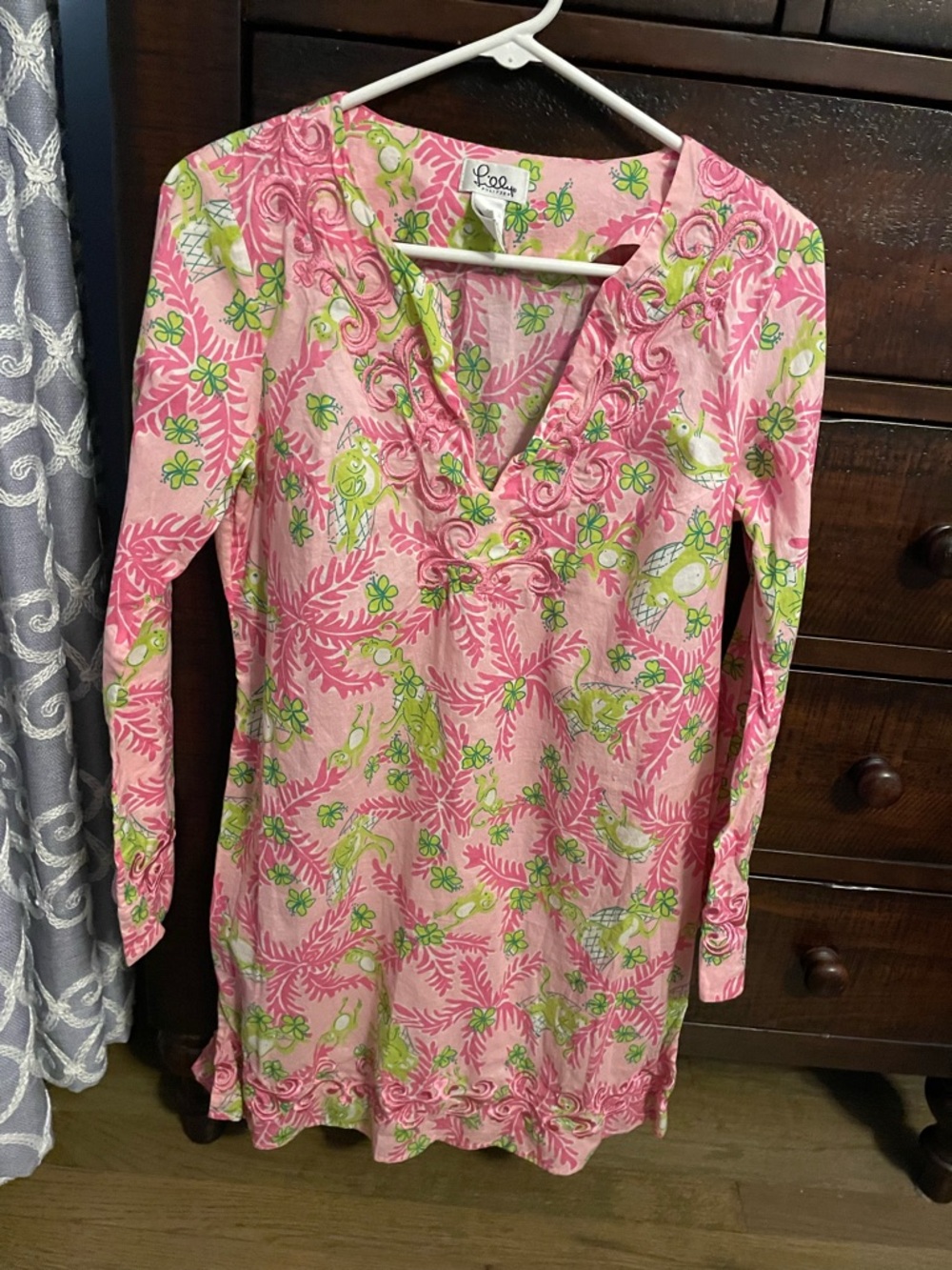 Lilly Pulitzer Pink & Lime Floral Print Tunic Top